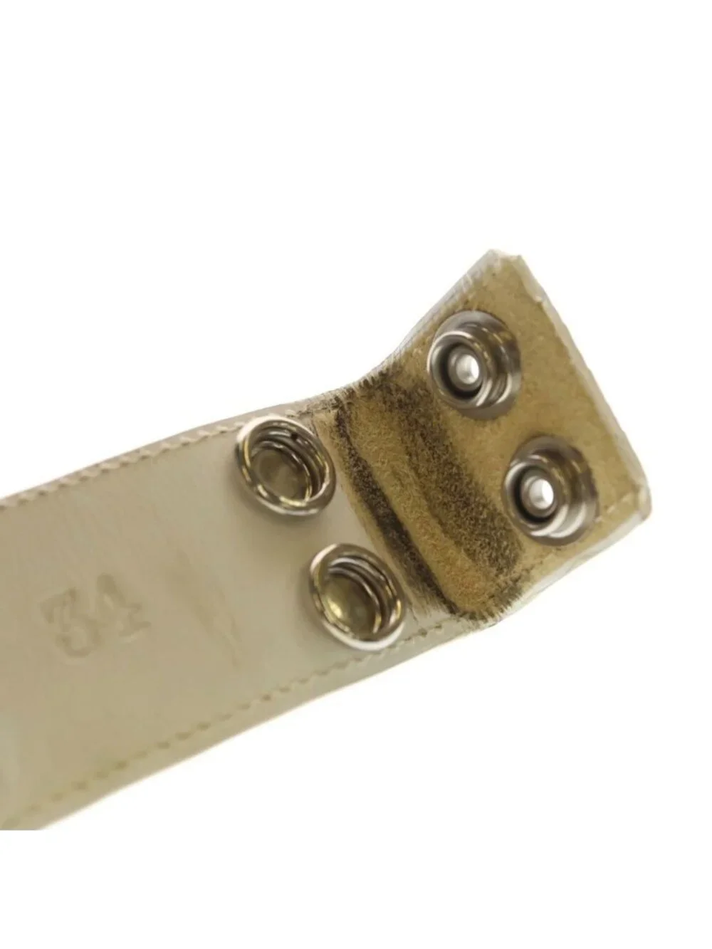 Chrome Hearts Strap Dbl Grommet Double Leather Belt White 34